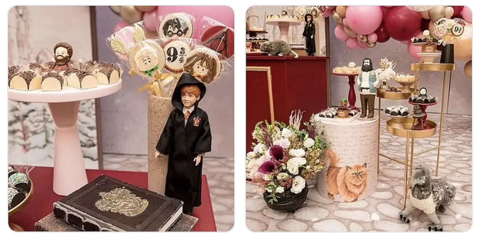 duas fotos de festa infantil com tema Harry Potter pela Voilá Festas locações