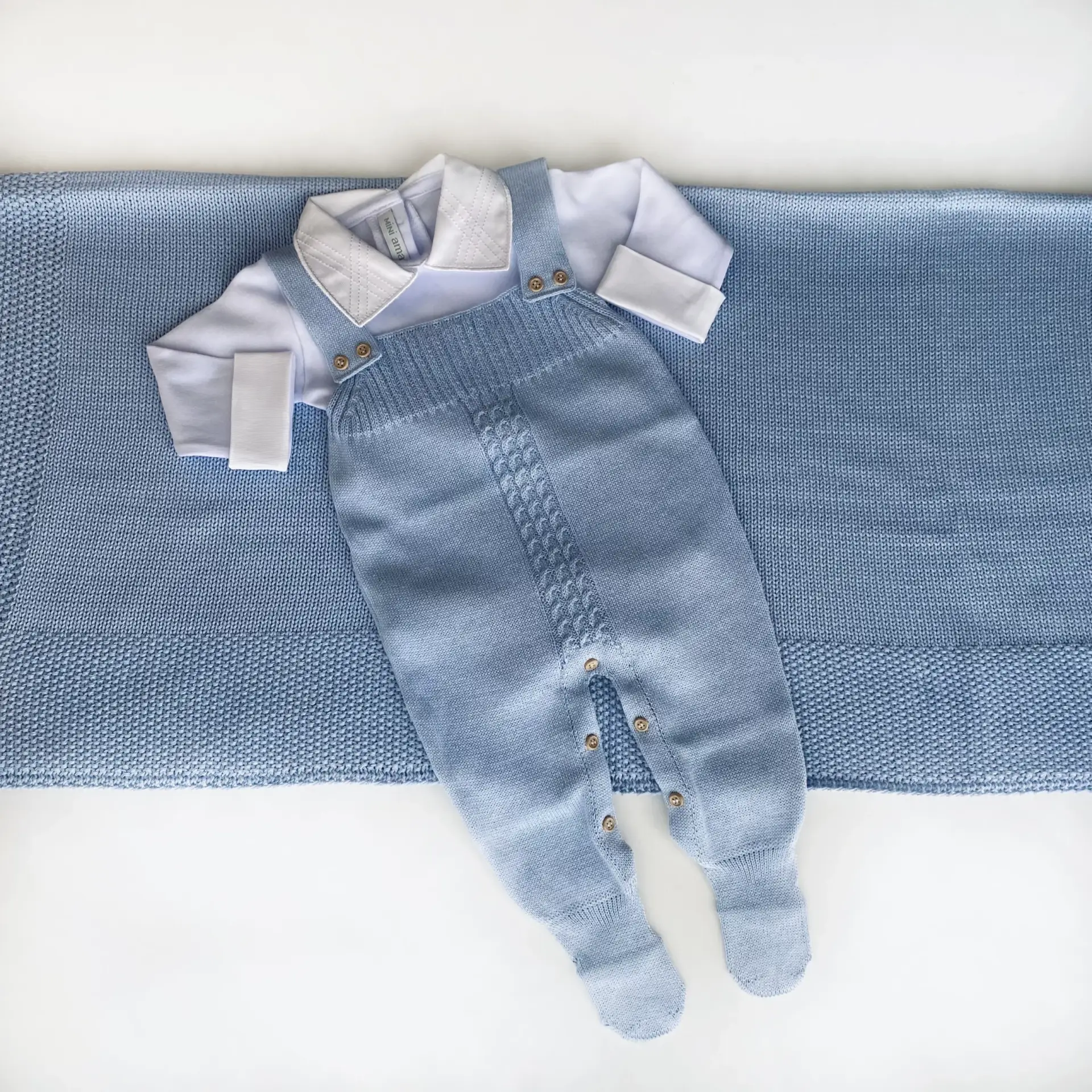 Saída de Maternidade de tricot azul - Just Real Moms