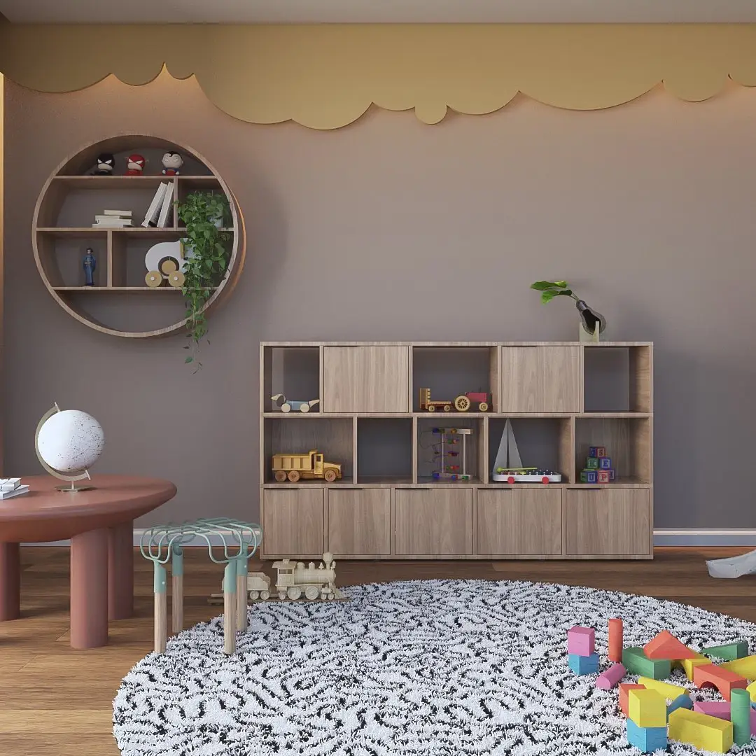 Estante de madeira em um quarto infantil - Just Real Moms